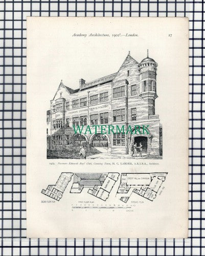 (7375) Passmore Edwards Boys Club Canning Town HC Lander - 1902 Book Print