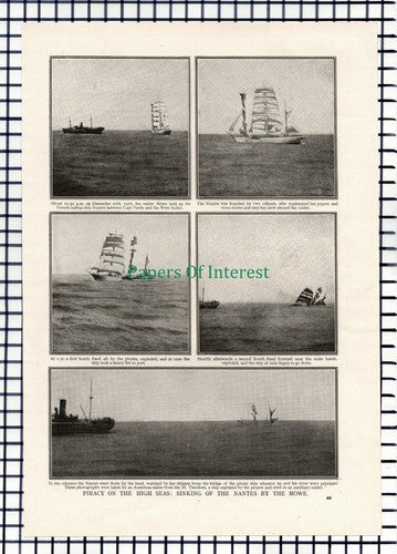 X1194) Sinking Of The NANTES By The MOWE Ship - 1917 Cutting