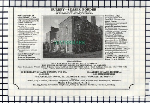 C7332) Winterfold Estate Cranleigh Sale Advert - 1978 Cutting