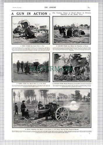World War One Gun In Action  - 1915 News Page /  Print