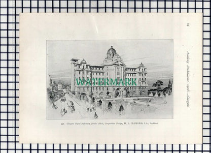 (8231) Glasgow Royal Infirmary / Drill Hall Yorkhill Woodside Halls - 1902 Print