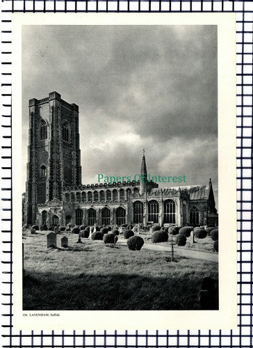 X1435) Lavenham Suffolk Church - 1950s Book Print
