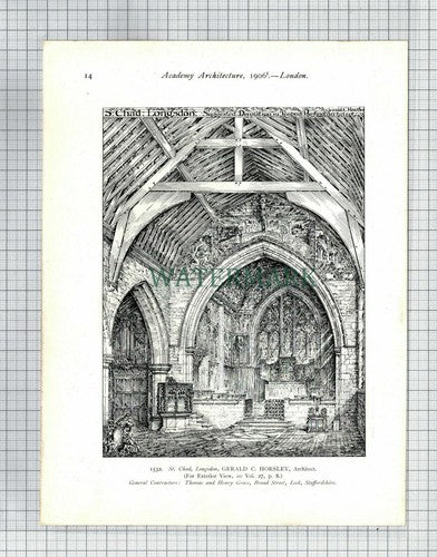 St Chad Church Longsdon Gerald C Horsley - 1906 Print