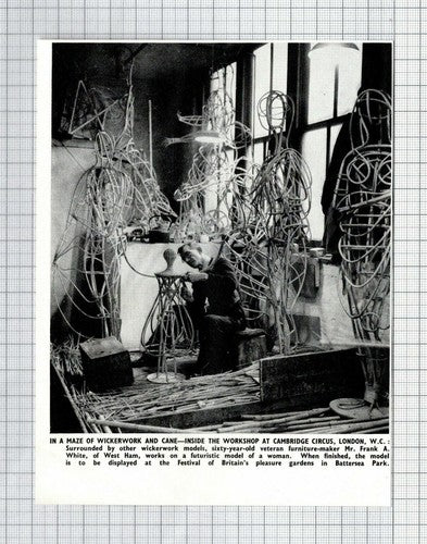 Mr Frank White West Ham Cambridge Circus Craft Workshop London  - 1951 Cutting