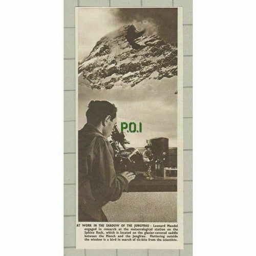Leonard Mandel Meteorological Station Sphinx Rock Jungfrau -    1951 Clipping