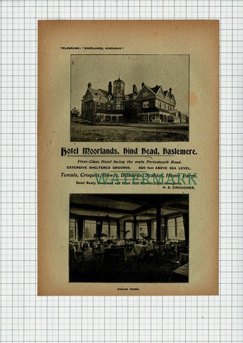 C7598) Hotel Moorlands Hindhead Haslemere Surrey H E Croucher - 1901 Advert