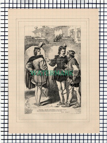 X1609) Taming Of The Shrew  Lucentio  - c.1880 Shakespeare Book Print
