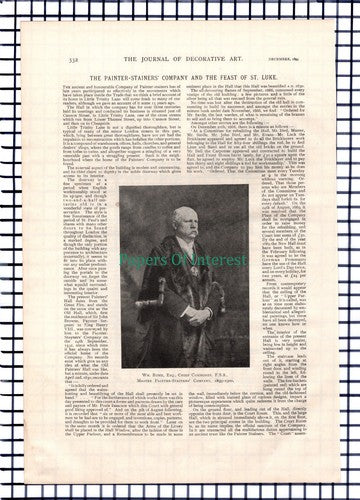 William Rome Master Painters Mr Main Beadle -  1899 Article