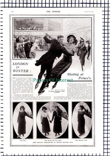 Prince's SKATING Club Knightsbridge  Princes Lady Harcourt Smith - 1914 Article