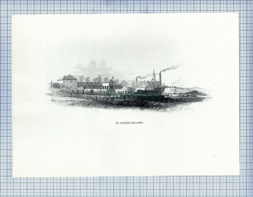 OLD ETHERLEY PHOENIX PIT ST HELENS COLLIERY  MINE MINING PRINT 1987 (X1704)