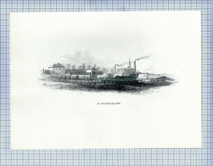 OLD ETHERLEY PHOENIX PIT ST HELENS COLLIERY  MINE MINING PRINT 1987 (X1704)
