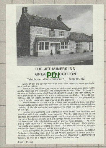 King's Head Masham / Jet Miners Inn Great Broughton Yorkshire - c.1970s Advert