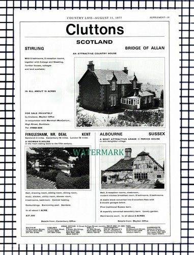 X1479) Finglesham Deal Albourne Sussex Bridge Of Allan Sale Advert -1977 Cutting
