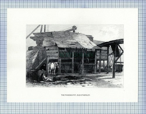 OLD ETHERLEY PHOENIX PIT ST HELENS COLLIERY  MINE MINING PRINT 1987 (X1704)