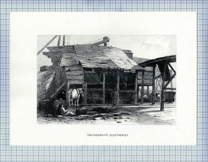 OLD ETHERLEY PHOENIX PIT ST HELENS COLLIERY  MINE MINING PRINT 1987 (X1704)