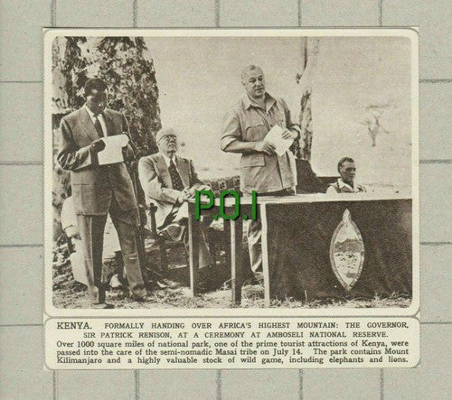 Sir Patrick Renison Amboseli National Reserve Kenya Masai Tribe  - 1961 Cutting