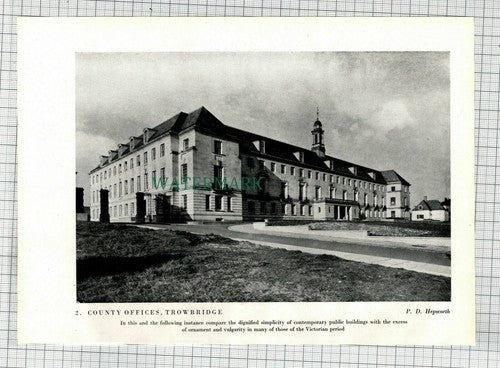 (7680) Trowbridge County Offices  / Cardiff Hall Of Nations -c.1946  Book Print