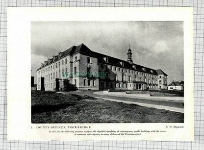 (7680) Trowbridge County Offices  / Cardiff Hall Of Nations -c.1946  Book Print