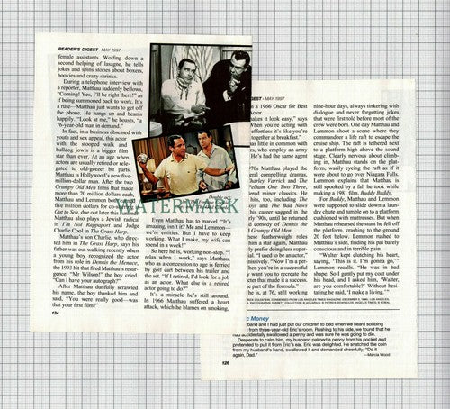 (8540) Walter Matthau  - 1997 Article