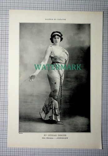 X1735) Mlle MYRIAM DEROXE Actress - c.1910 Antique Print/ Cutting