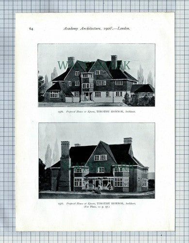 Epsom Timothy Honnor Architect / Waldron Court Hoathfield Sussex   - 1906 Print