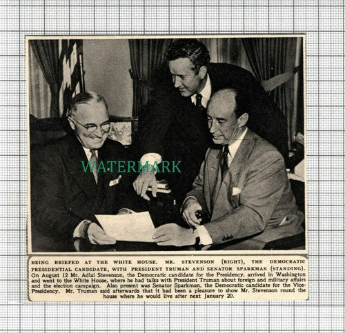 C2517) Mr Adlai Stevenson President Truman Senator Sparkman - 1952 Clip