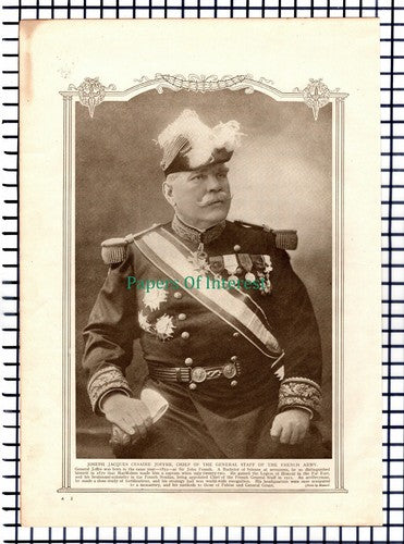 X1327) Joseph Jacques Cesaire Joffre French Army World War One  - c.1918 Print