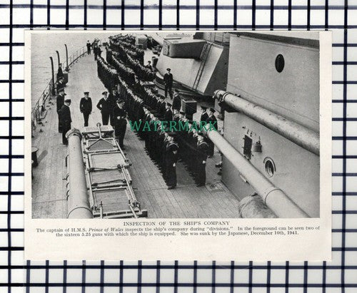 C7255) HMS Prince Of Wales Ship Inspection - c.1950s Small Cutting