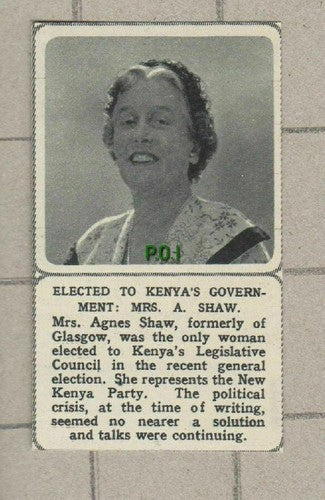 (5343) Mrs Agnes Shaw Glasgow New Kenya Party  - SMALL 1961 Clip