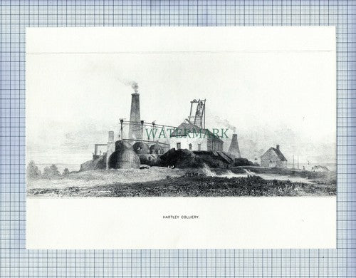 HARTLEY COLLIERY SUNDERLAND DROPS MINE MINING PRINT - 1987