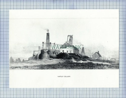 HARTLEY COLLIERY SUNDERLAND DROPS MINE MINING PRINT - 1987