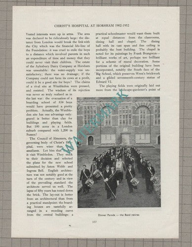 Christ's Hospital  Horsham 1902-1952  HLO Flecker -  1952 Article