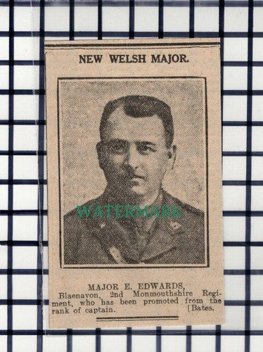 C7128) Major E Edwards Blaenavon 2nd Monmouthshire  - 1916 Cutting
