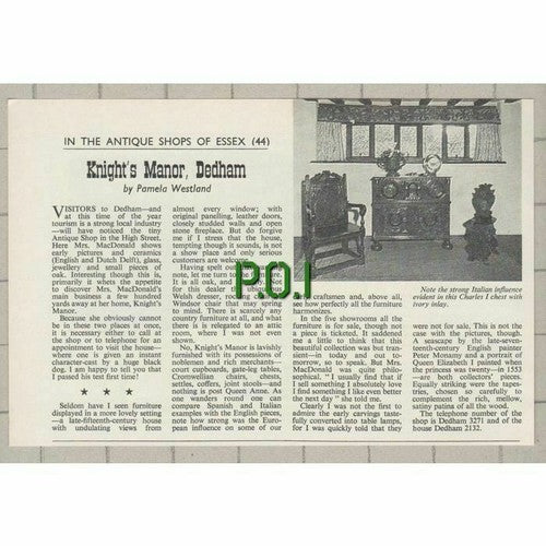 Knight's Manor Antique Shop Dedham Essex Mrs MacDonald   -   1968 Clipping