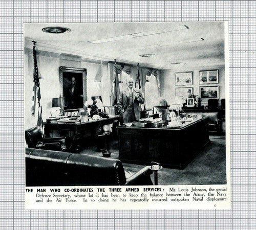 Mr Louis Johnson Defence Secretary - 1950 Small News Clipping