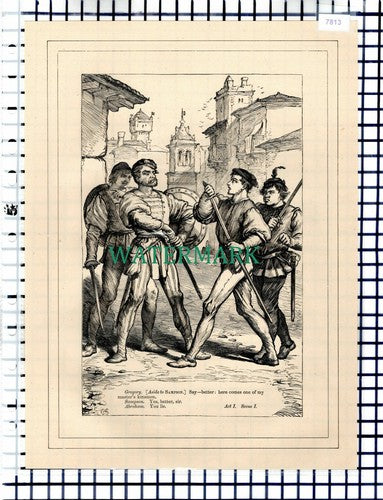 (7813) Romeo & Juliet Gregory Sampson Abraham  - c.1880 Shakespeare Book Print