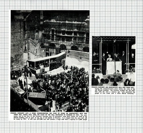 Manchester Free Trade Hall Princess Margaret Stone Laying  -  1950 News Clips