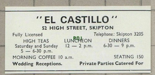 (C548) El Castillo Skipton / Singing Kettle Gargrave Aherne -  c.1960s Cutting