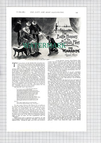 The WARSPITE Ship  Battle of Solebay Edward Fraser  - 1897 Article