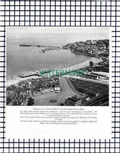 (7720) Margate Aerial View / Sandgate Castle  - 1957 Book Print