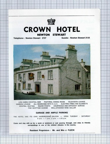 (5358) Crown Hotel Newton Stewart Mr & Mrs J Fleck  -  c.1976 Clip