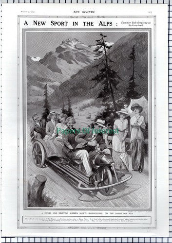 Bob Sleighing Switzerland Davos Bob Run Roll Bob Sanger  1913 News Page / Print