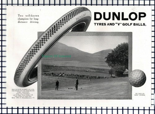 (6956) Dollar Golf Course Dunlop Advert -  1914 Cutting