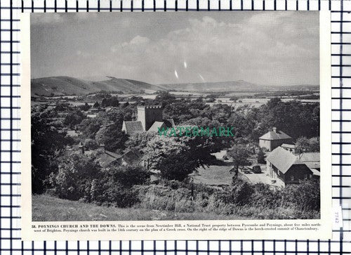 (7742) Poynings Church   - 1960s Book Print