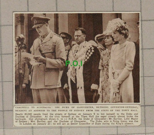 C2366) Duke of Gloucester Sydney Australia Bartley - 1947 Clip