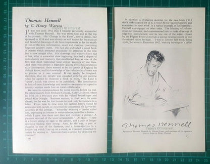 Thomas Hennell Artist Writer - 1950s SMALL Article / Print