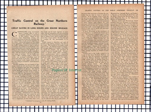 Great Northern Railway Nottingham Leeds Control Room -  1917 Article