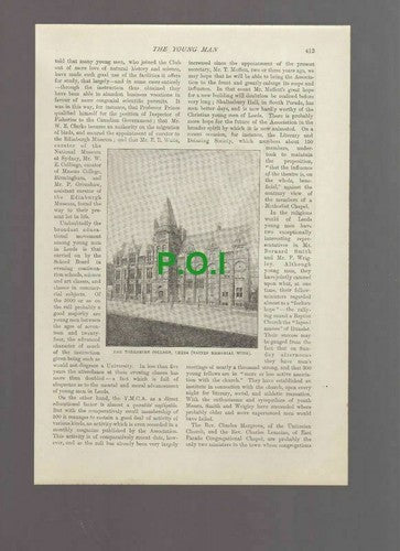 (5826) Leeds Men Yorkshire College Rev Lemoine  Francis Wrigley -  1896 Article