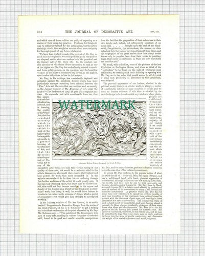 X1285) Lewis Foreman Day  Lewis F Day Artist Designer  - 1886 Article