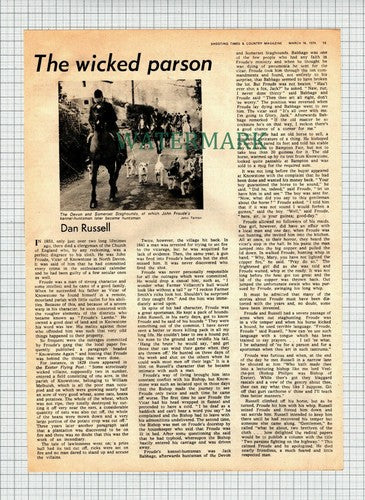 X1770) JOHN FROUDE Knowstone Devon and Somerset Staghounds - 1974 Article